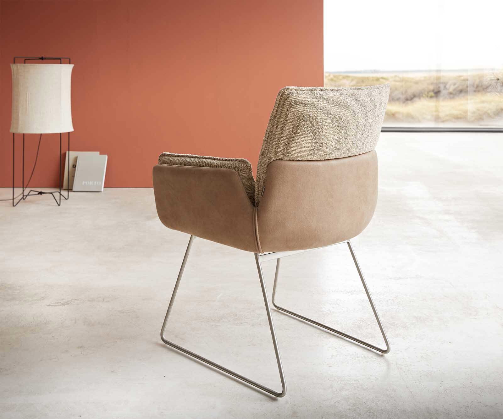 Eetkamerstoel Nela-Flex materiaalmix mud slipframe roestvrij staal 4 Eetkamerstoel Nela-Flex materiaalmix mud slipframe roestvrij staal 4