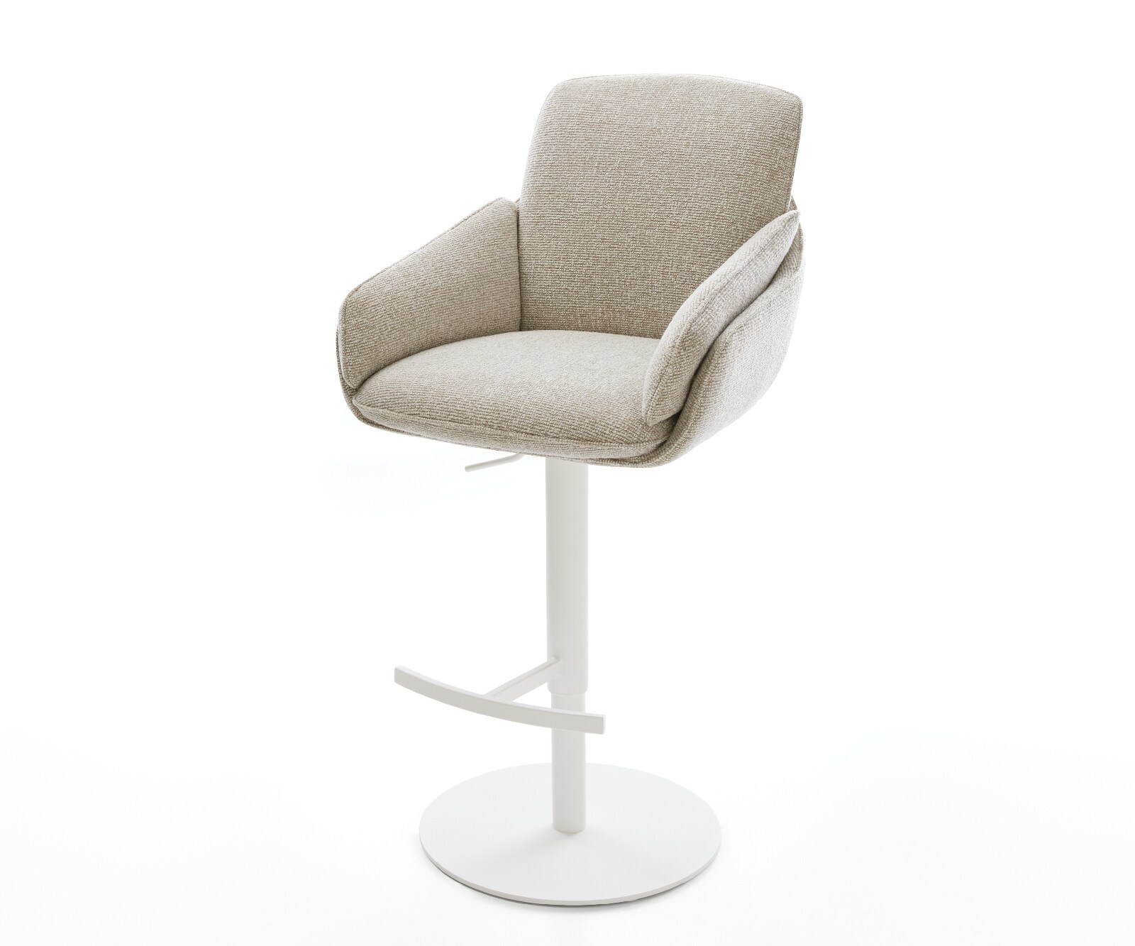 Barstoel Luan-Flex Zachte Geweven stof Beige Draaivoet in hoogte verstelbaar wit Wit 1