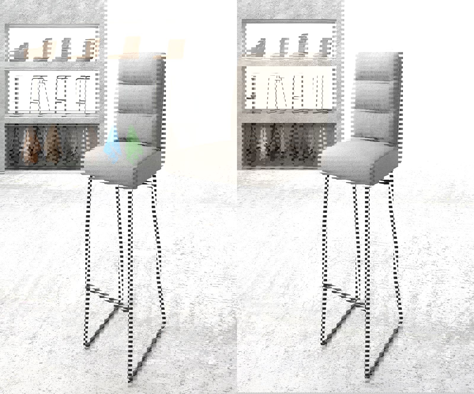 Barstoel Pela-Flex stripes lichtgrijs slipframe metaal Barstoel Pela-Flex stripes lichtgrijs slipframe metaal