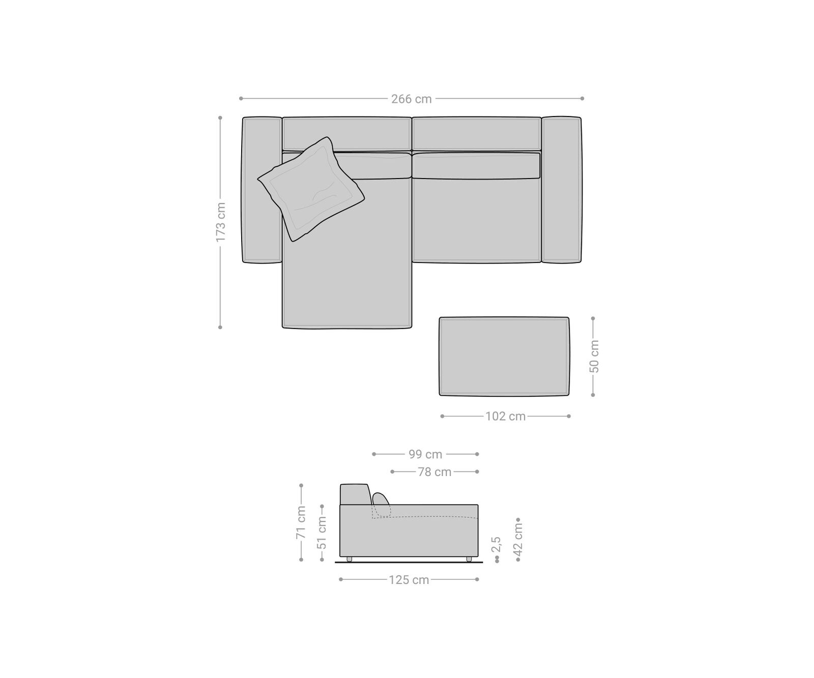 Hoekbank Sirpio XL 270x170 cm microvezel taupe recamiere variabele met kruk 6 Hoekbank Sirpio XL 270x170 cm microvezel taupe recamiere variabele met kruk 6