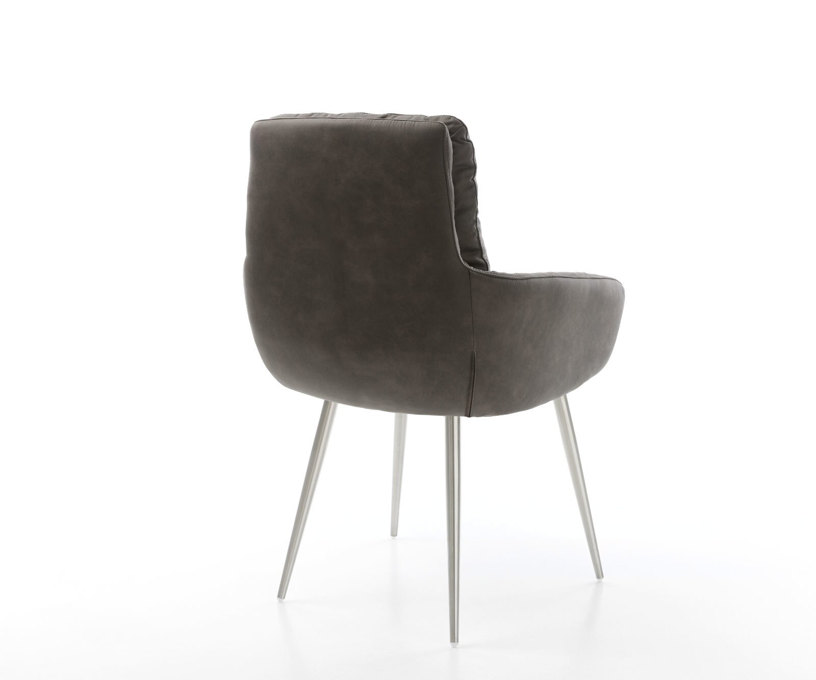 Eetkamerstoel Abelia-Flex met armleuning microvelours antraciet vintage 4-poot conisch roestvrij staal 5