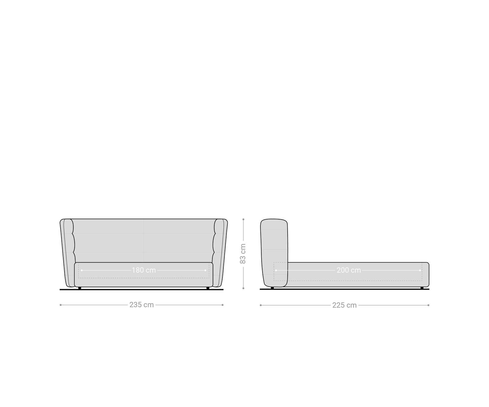 Gestoffeerd bedframe Simea 180x200 cm Bouclé zilvergrijs 9
