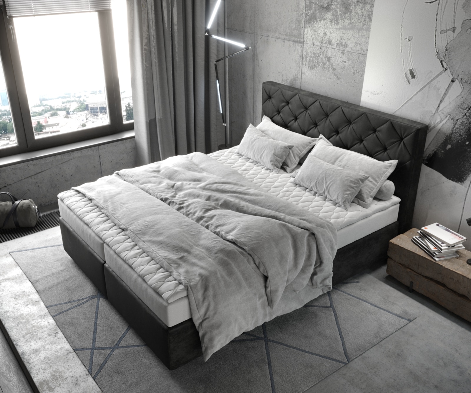 Boxspringbed Dream-Great 160x200 microvezel antraciet Vintage 3 Boxspringbed Dream-Great 160x200 microvezel antraciet Vintage 3