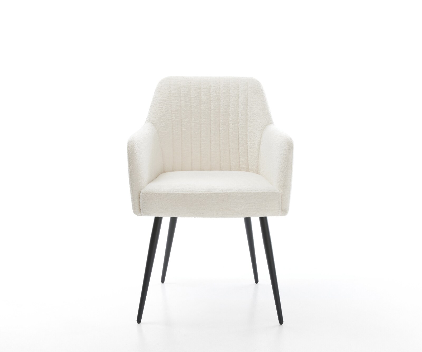 Eetkamerstoel Greg-Flex bouclé zacht beige 4-poot conisch zwart pocketveer kern 2