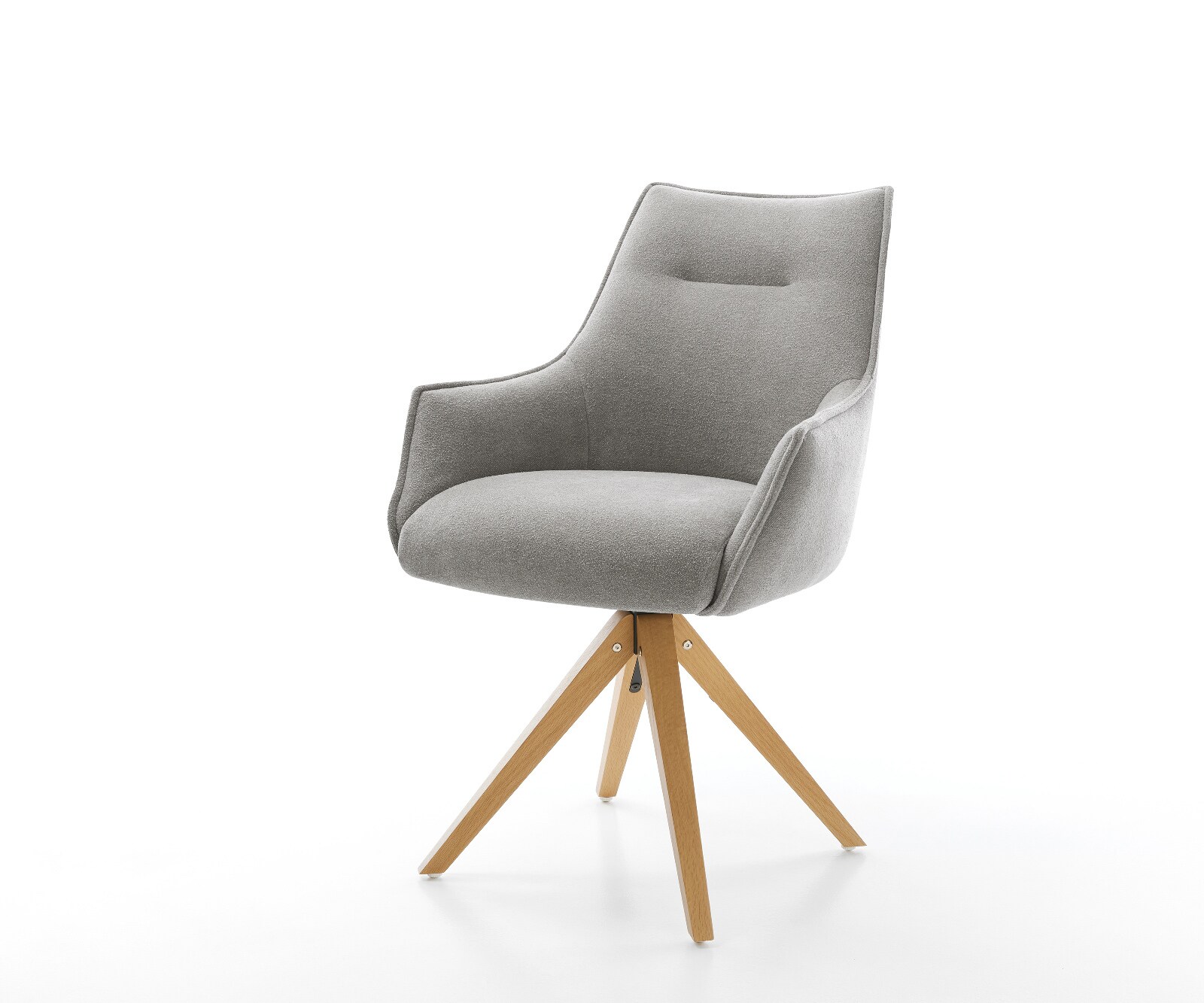 Draaistoel Alja-Flex met armleuning zachte stof met structuur grijs houten frame hoekig natuur 180° draaibaar pocketveer kern