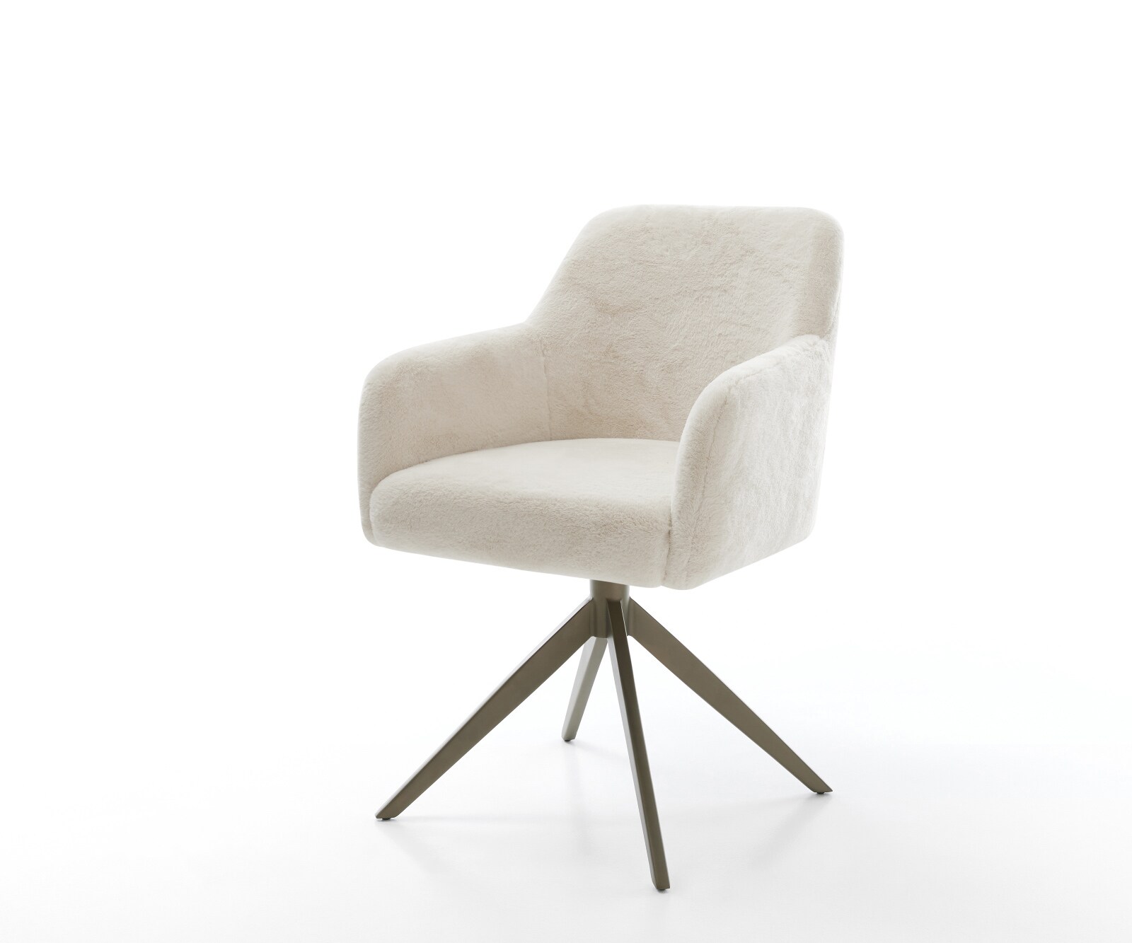 Draaistoel Greg-Flex pluchen crème-wit kruisframe breed afwerking met titanium 360° draaibaar rocker-functie pocketveer kern 1