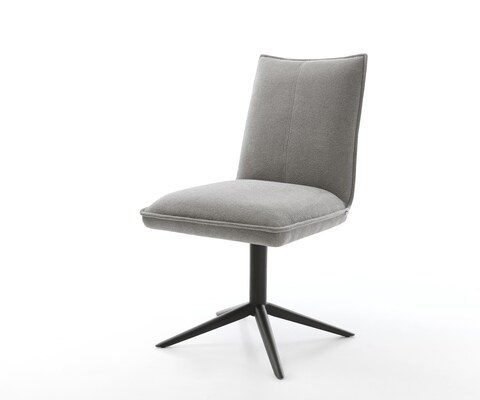 Draaistoel Lelio-Flex zachte stof met structuur grijs kruispoot zwart 360° draaibaar rocker-functie pocketveer kern
