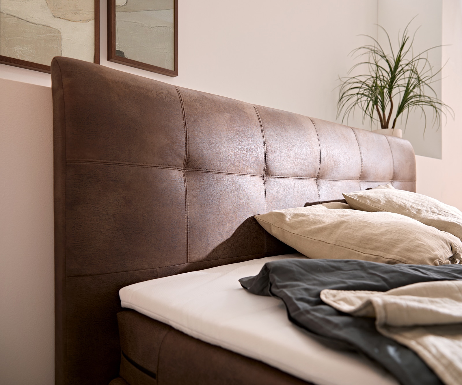 Boxspring-bed Amarillo 180x200 cm bruin met topper 5 Boxspring-bed Amarillo 180x200 cm bruin met topper 5
