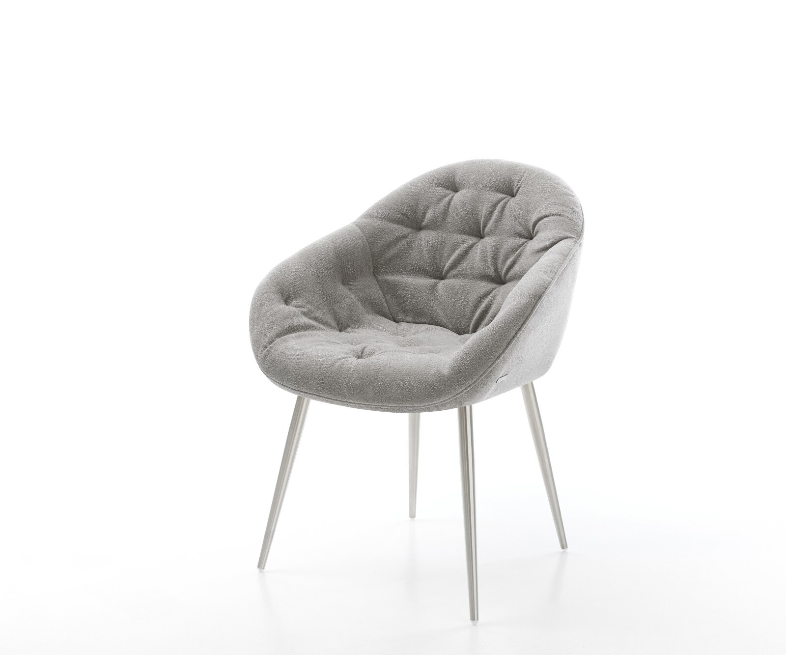 Eetkamerstoel Gaio-Flex zachte stof met structuur grijs 4-poot conisch roestvrij staal 1