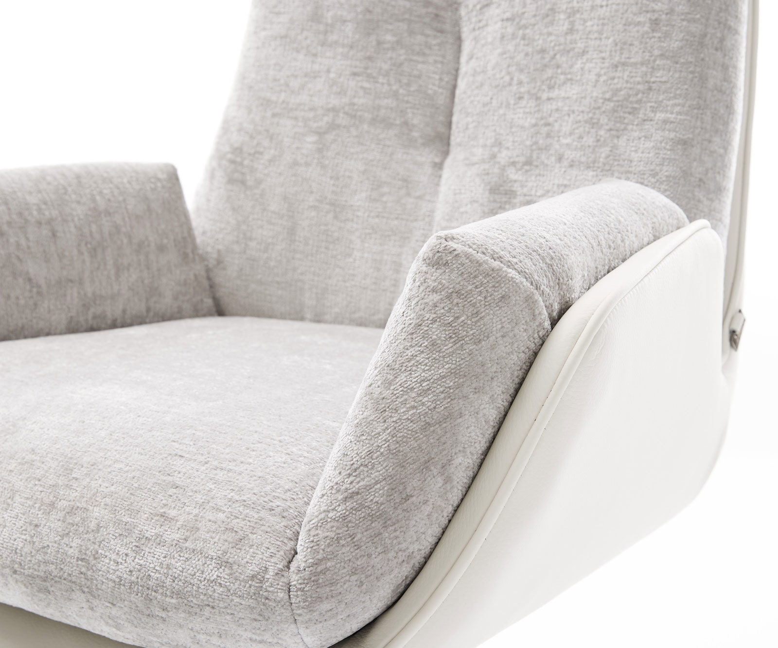 Draaistoel Clea-Flex materiaalmix echt leer wit-zilver grijs kruispoot wit 360° draaibaar rocker-functie 3 Draaistoel Clea-Flex materiaalmix echt leer wit-zilver grijs kruispoot wit 360° draaibaar rocker-functie 3