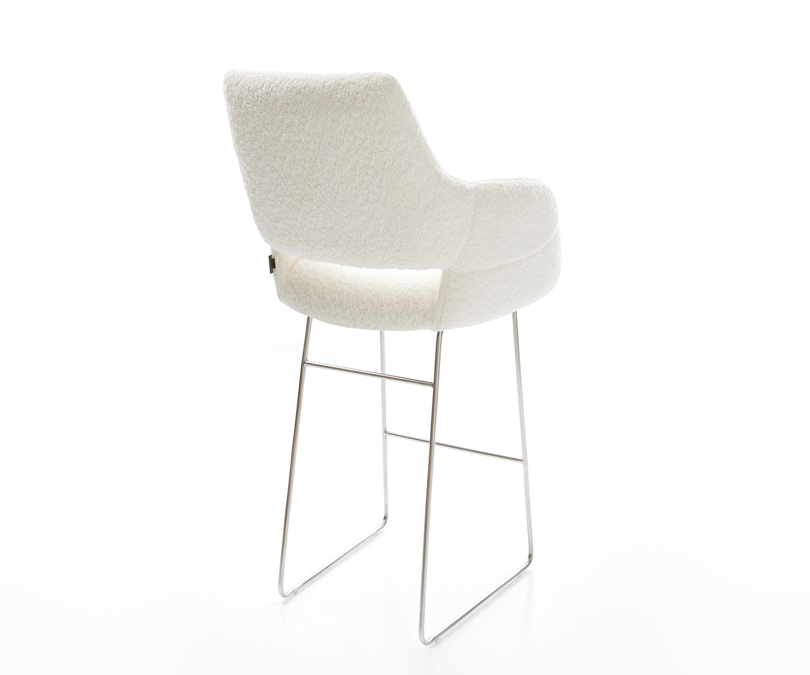 Barstoel Yago-Flex bouclé Wit sledeframe RVS pocketvering 4 Barstoel Yago-Flex bouclé Wit sledeframe RVS pocketvering 4