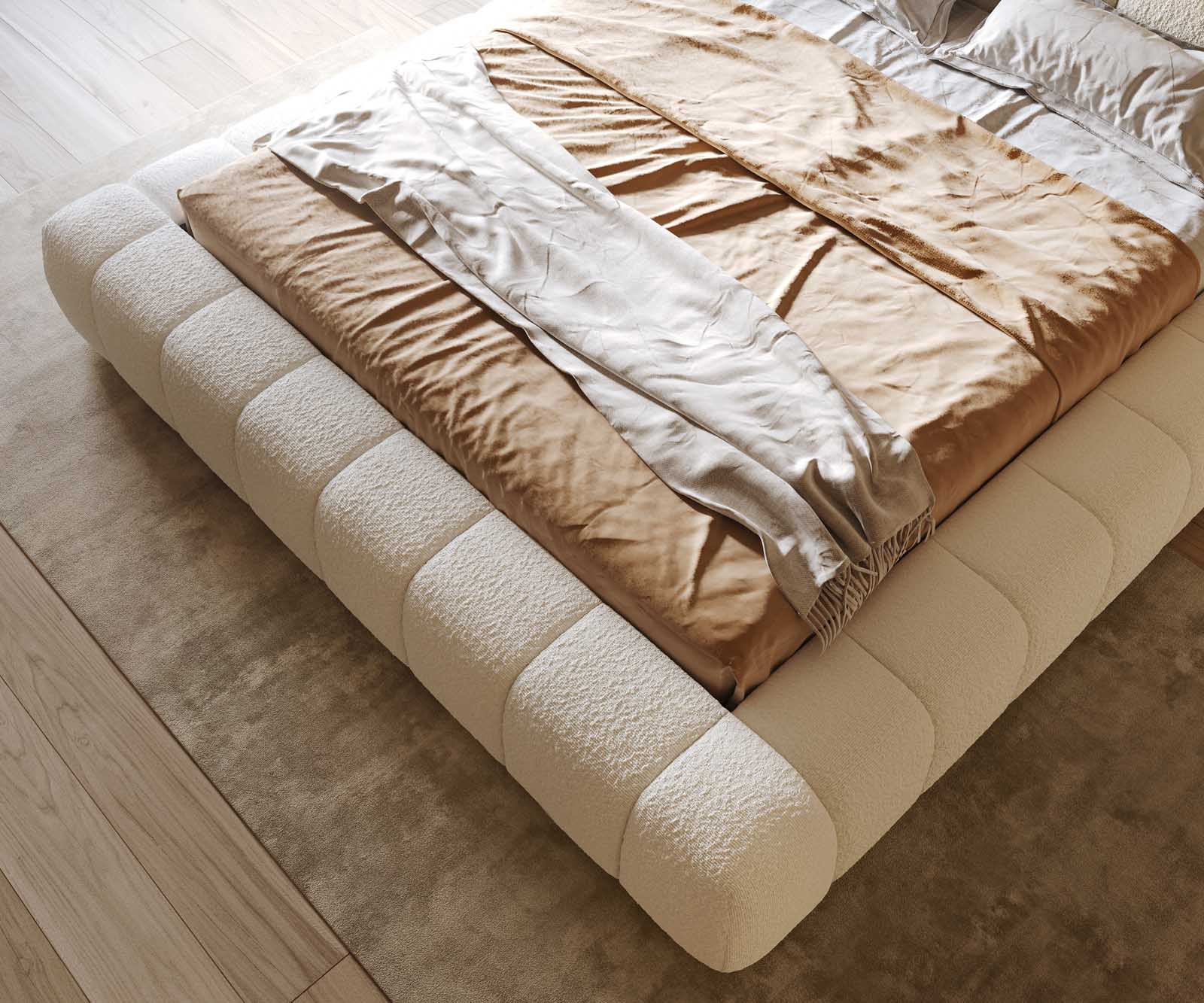 Gestoffeerd bed Cutio 180x200 cm Bouclé crème-wit 5