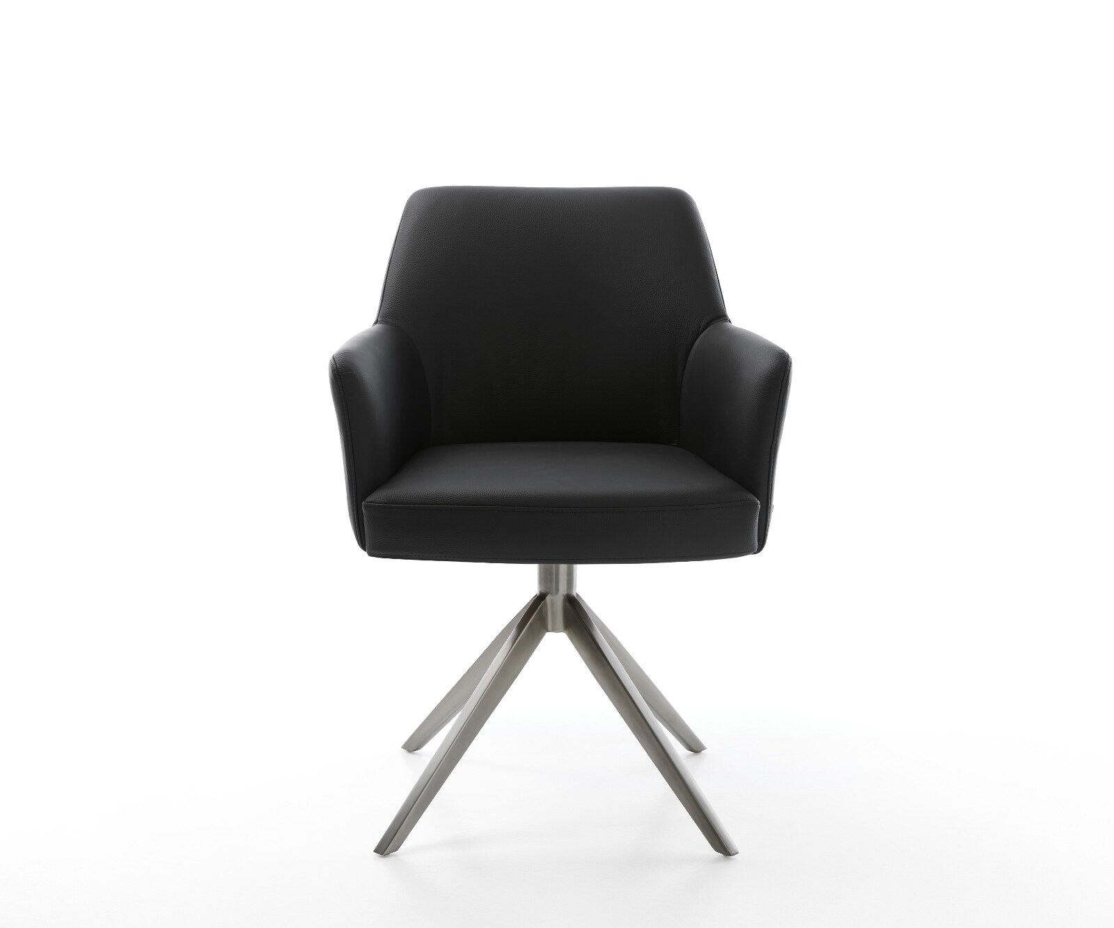 Draaistoel Xana-Flex met armleuning echt leer zwart kruisframe breed grafiet 360° draaibaar rocker-functie pocketveer kern 2
