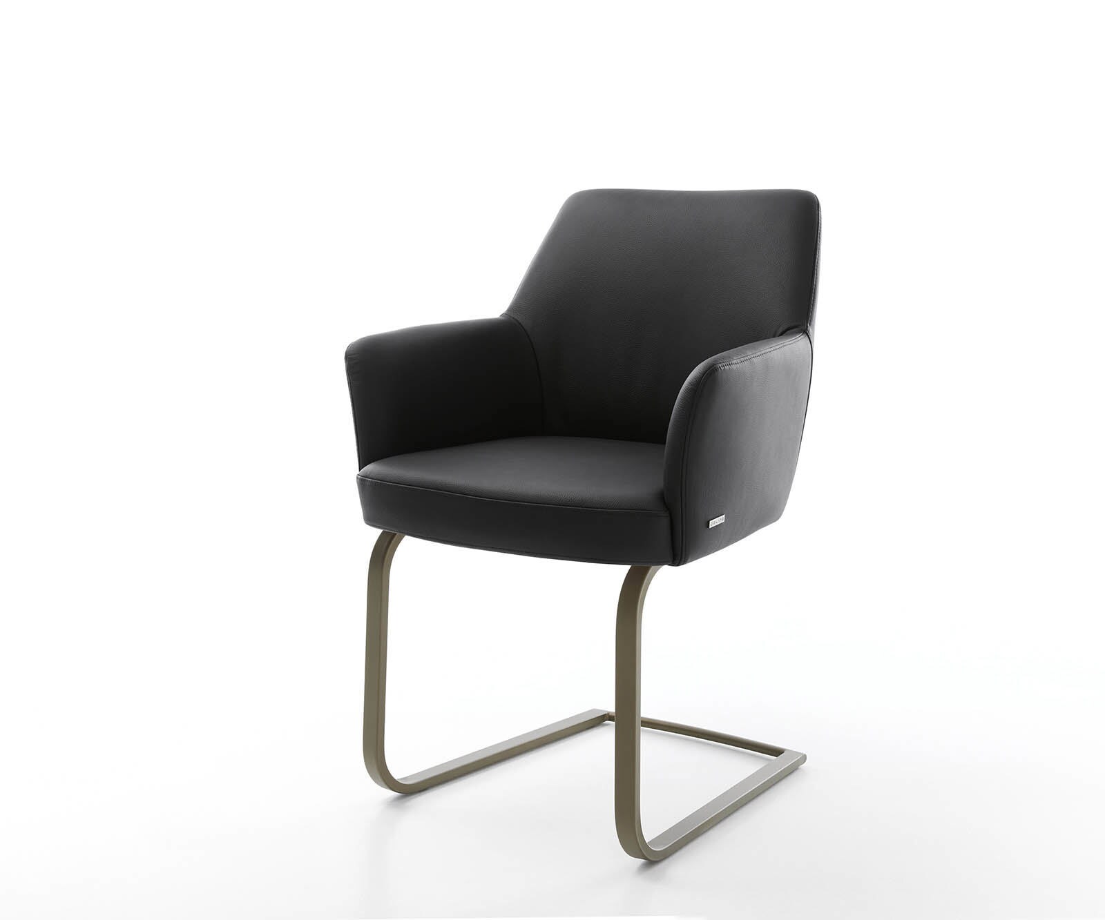 Sledemodel Xana-Flex met armleuning echt leer zwart sledemodel vlak afwerking met titanium pocketveer kern