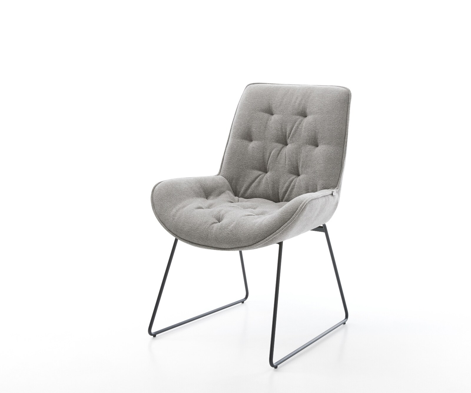 Eetkamerstoel Taimi-Flex zachte stof met structuur grijs slipframe zwart 1