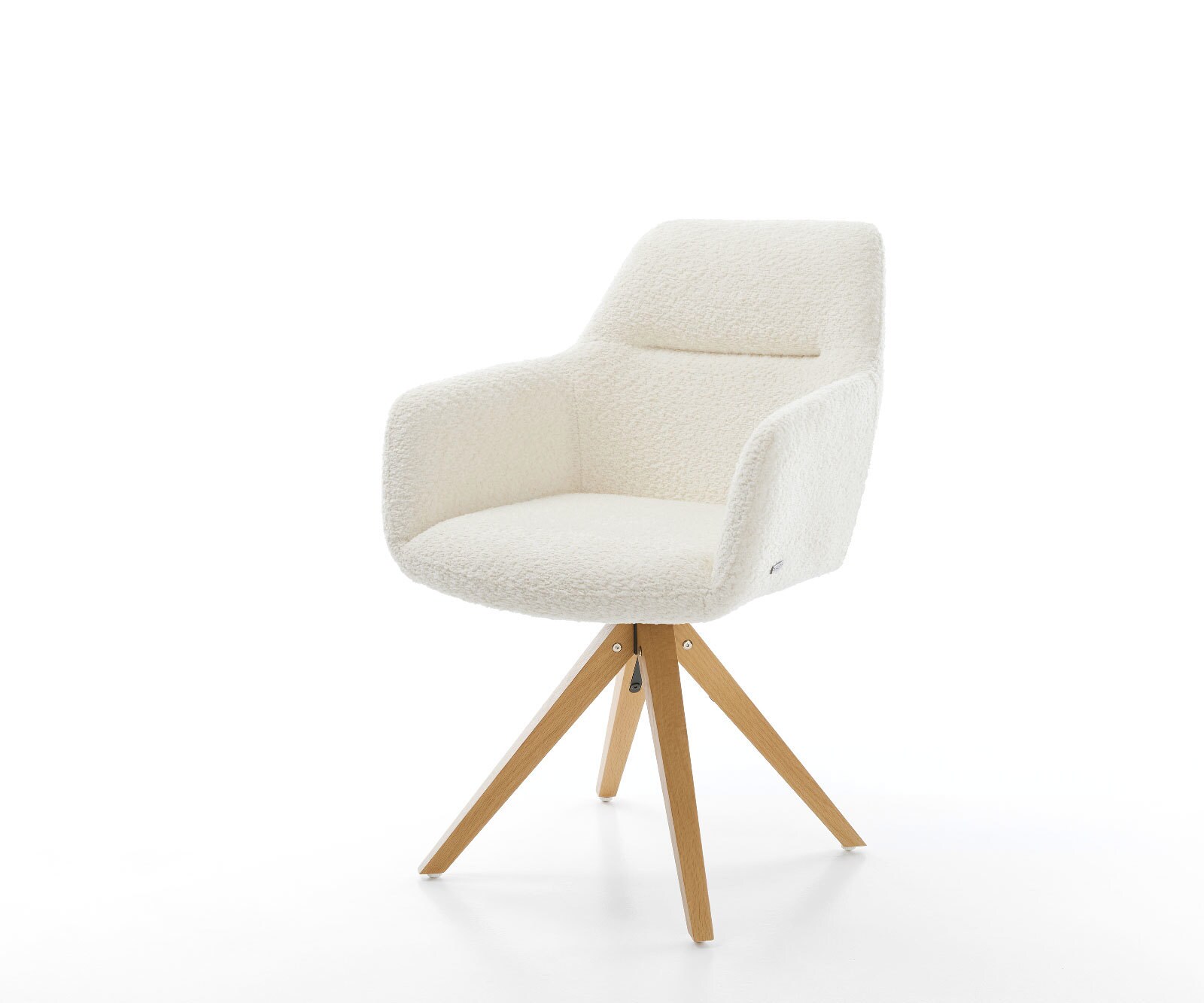 Eetkamerstoel Pejo-Flex bouclé wit houten frame hoekig natuur pocketveer kern