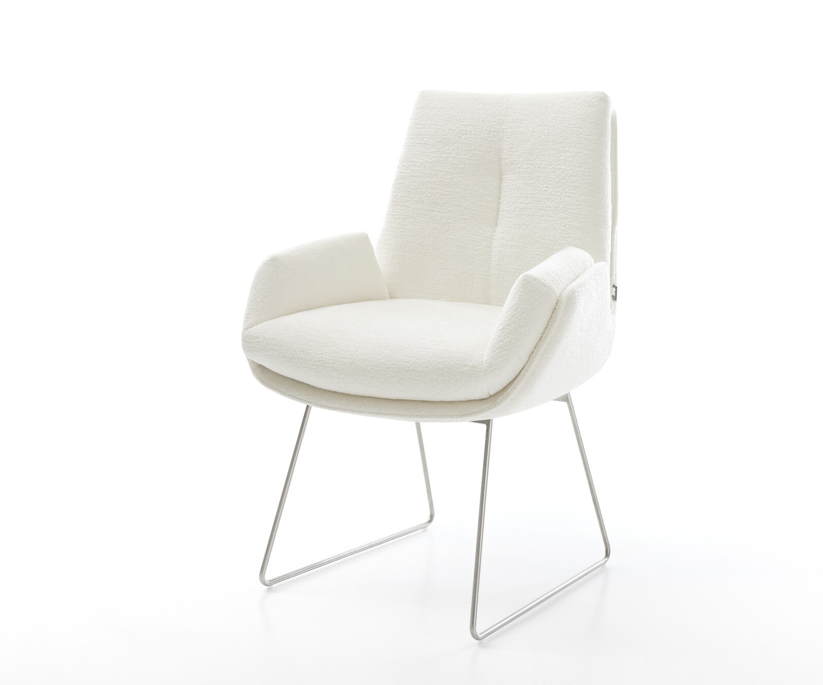 Eetkamerstoel Clea-Flex bouclé zacht beige slipframe roestvrij staal pocketveer kern 1