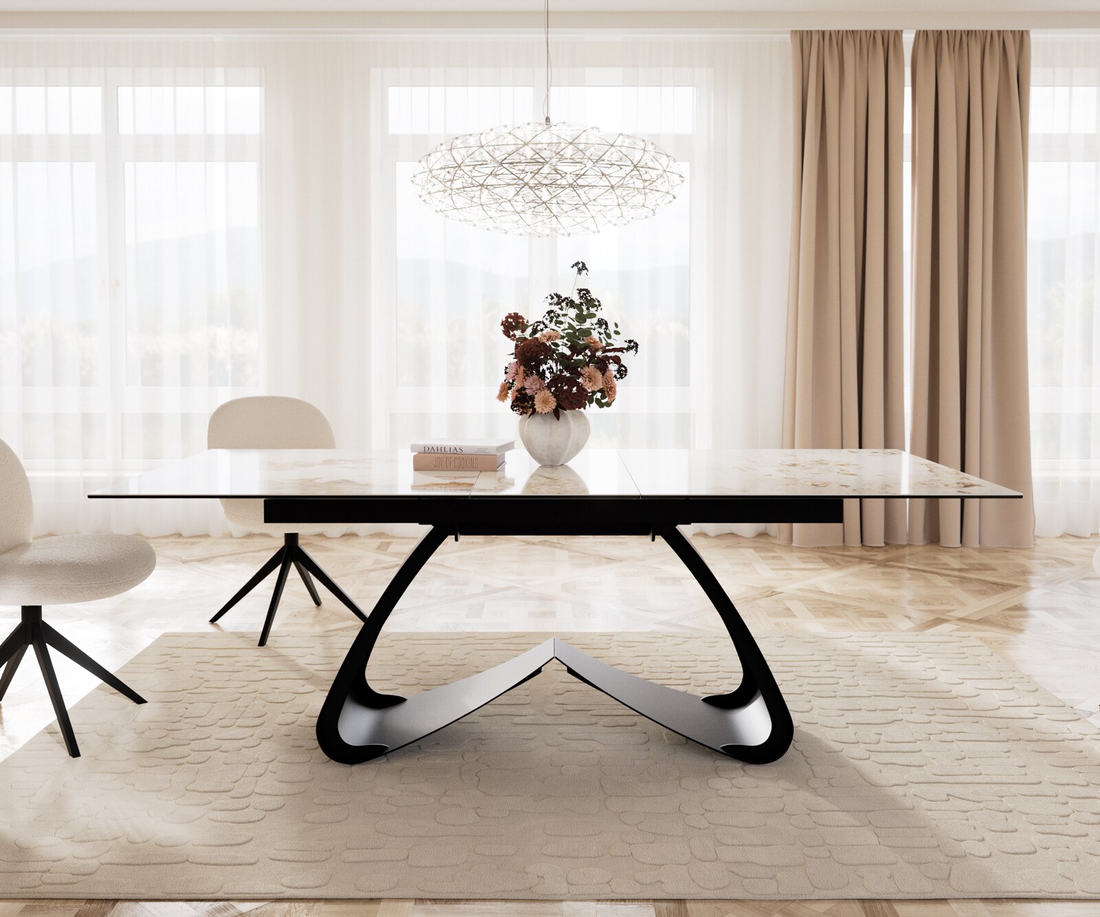 W-frame metaal zwart voor verlengbare tafels van 180-300 cm 1