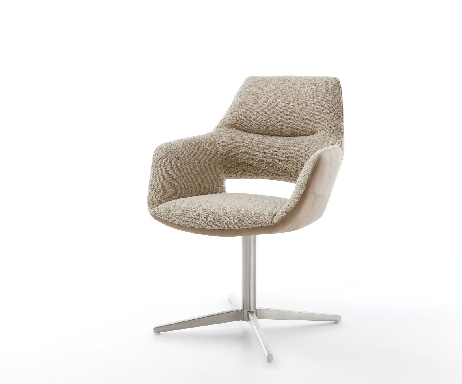 Draaistoel Yago-Flex met armleuning materiaalmix mud kruispoot roestvrij staal 360° draaibaar pocketveer kern