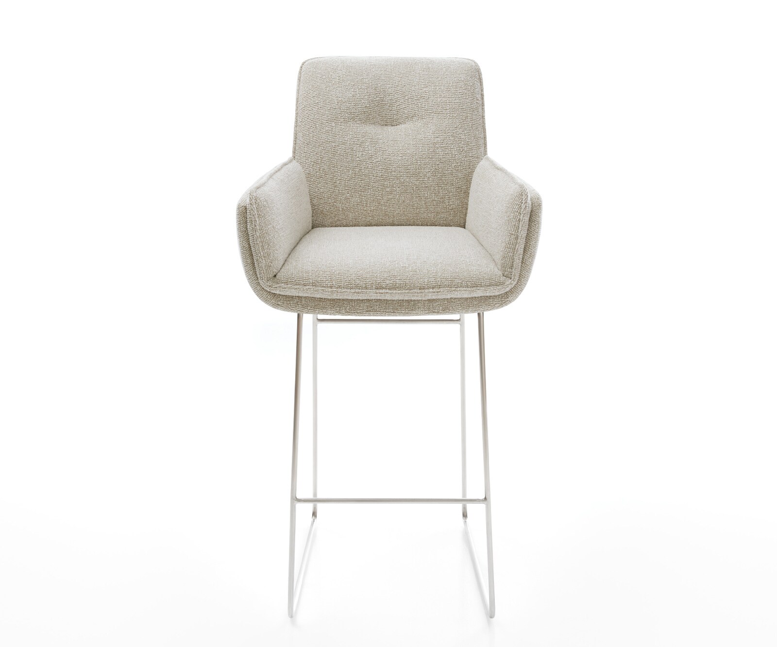 Barstoel Nela-Flex Zachte Geweven stof Beige Sledeonderstel roestvrij staal Zilver 2