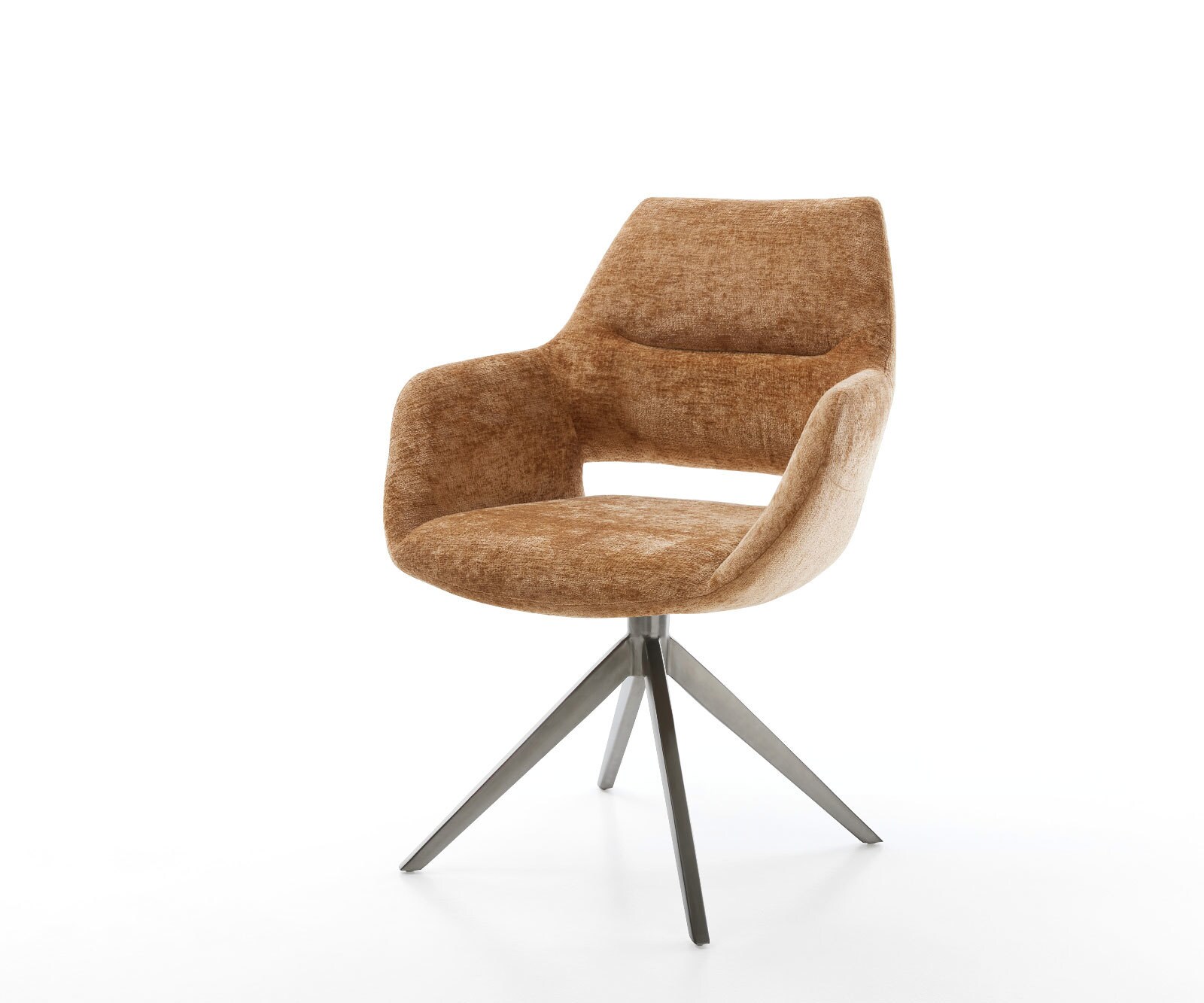 Draaistoel Yago-Flex met armleuning chenille roest kruisframe breed grafiet 360° draaibaar rocker-functie pocketveer kern