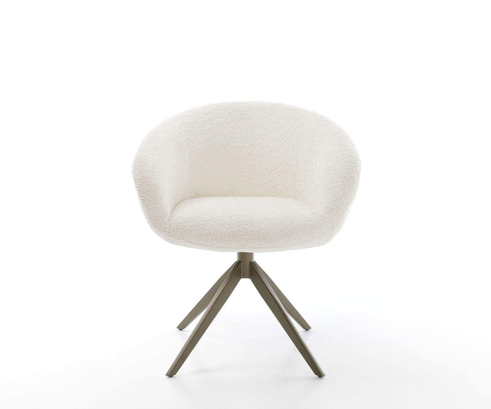 Draaistoel Vinka-Flex met armleuning bouclé wit kruisframe breed afwerking met titanium 360° draaibaar rocker-functie pocketveer kern 4