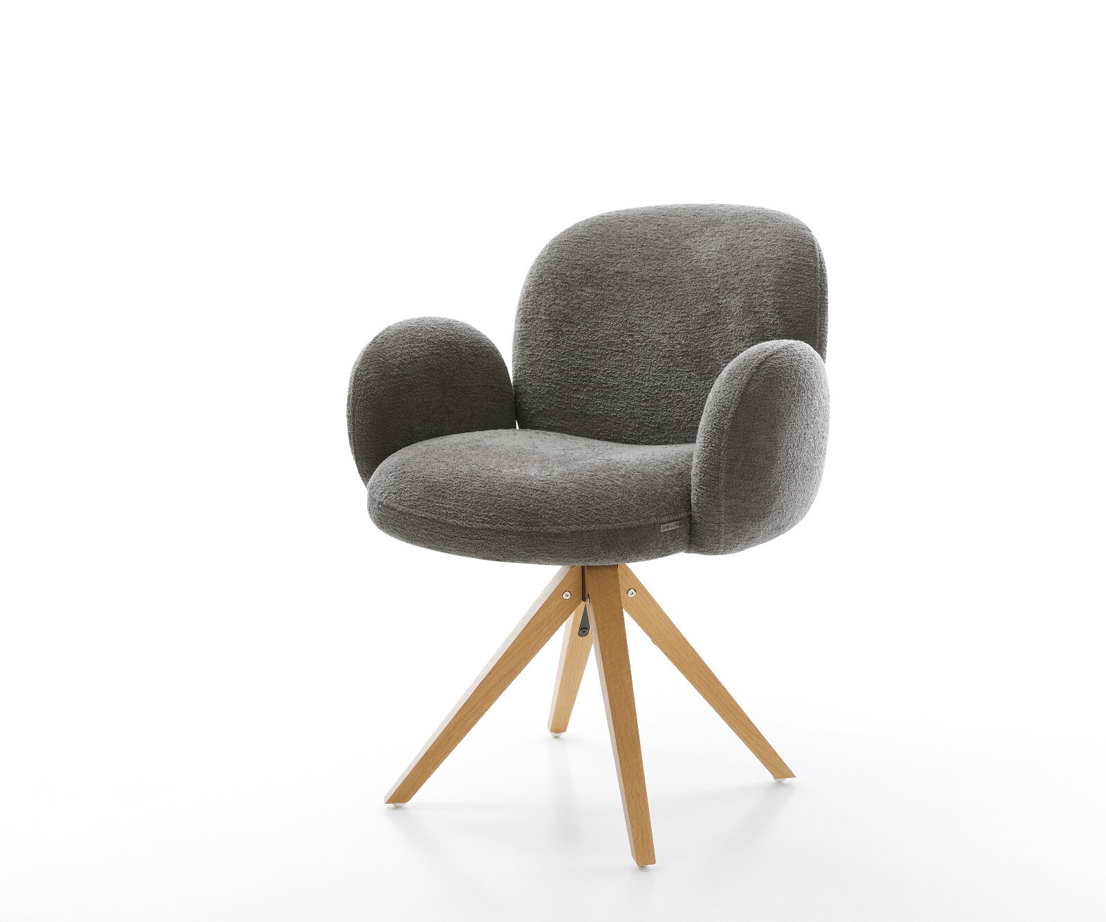 Draaistoel Nube-Flex met armleuning bouclé zacht mud houten frame hoekig natuur 180° draaibaar pocketveer kern 1