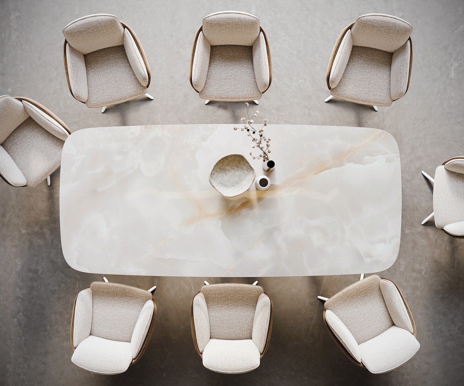 Eetkamertafel Edge Boot 270x120 cm Keramiek Iris FMG Onice Grigio Metaal Schuin Wit 6