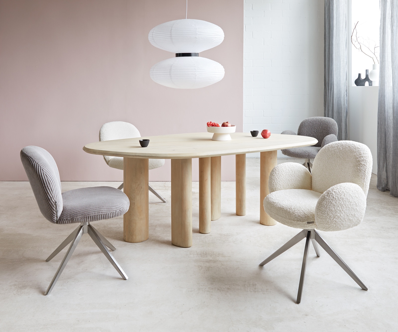 Draaistoel Nube-Flex koord zilver grijs kruisframe breed roestvrij staal 360° draaibaar pocketveer kern 3 Draaistoel Nube-Flex koord zilver grijs kruisframe breed roestvrij staal 360° draaibaar pocketveer kern 3