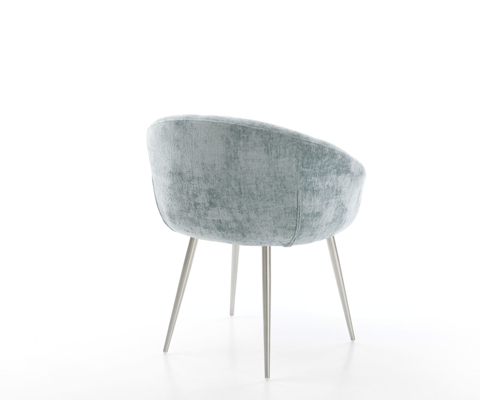 Eetkamerstoel Vinka-Flex met armleuning chenille pastelblauw 4-poot conisch roestvrij staal pocketveer kern 4 Eetkamerstoel Vinka-Flex met armleuning chenille pastelblauw 4-poot conisch roestvrij staal pocketveer kern 4