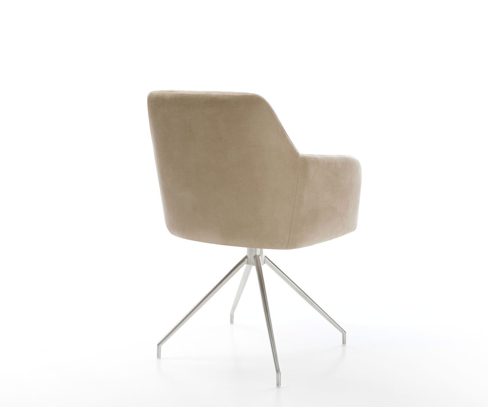 Eetkamerstoel Greg-Flex microvelours beige vintage kruisframe conisch roestvrij staal pocketveer kern 4