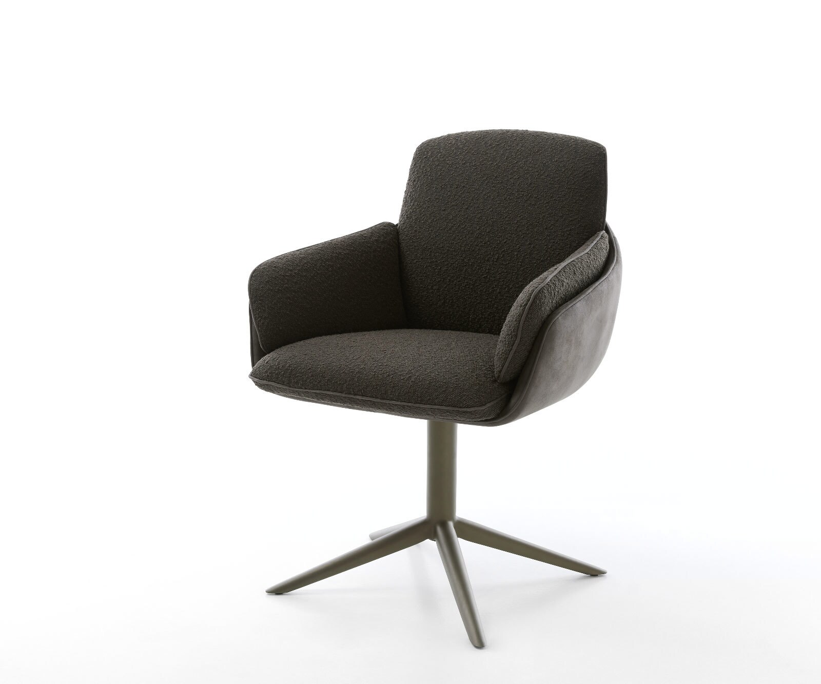 Draaistoel Luan-Flex met armleuning materiaalmix zwart kruispoot afwerking met titanium 360° draaibaar rocker-functie