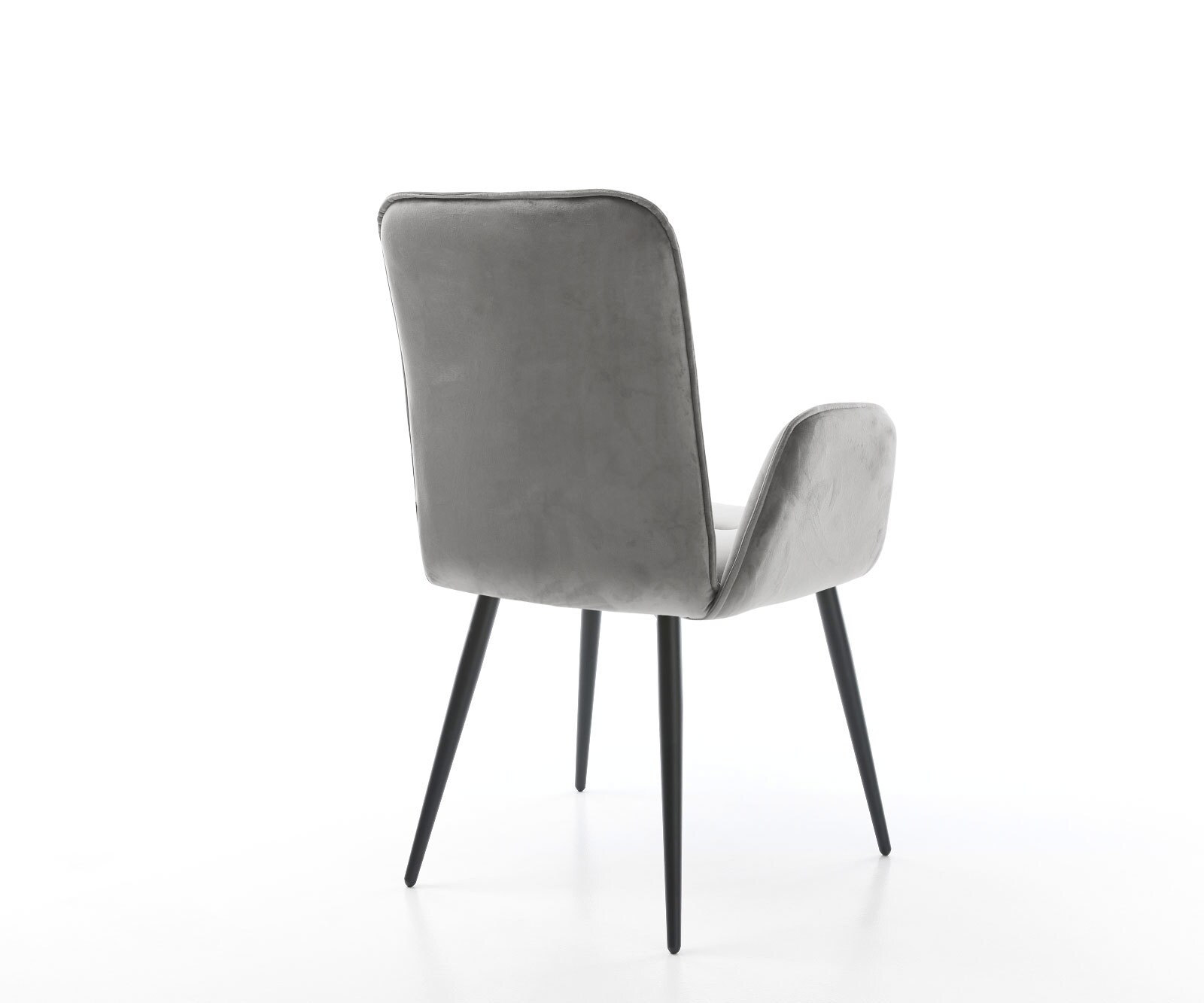 Eetkamerstoel Vinja-Flex fluweel grijs 4-poot conisch zwart 4 Eetkamerstoel Vinja-Flex fluweel grijs 4-poot conisch zwart 4