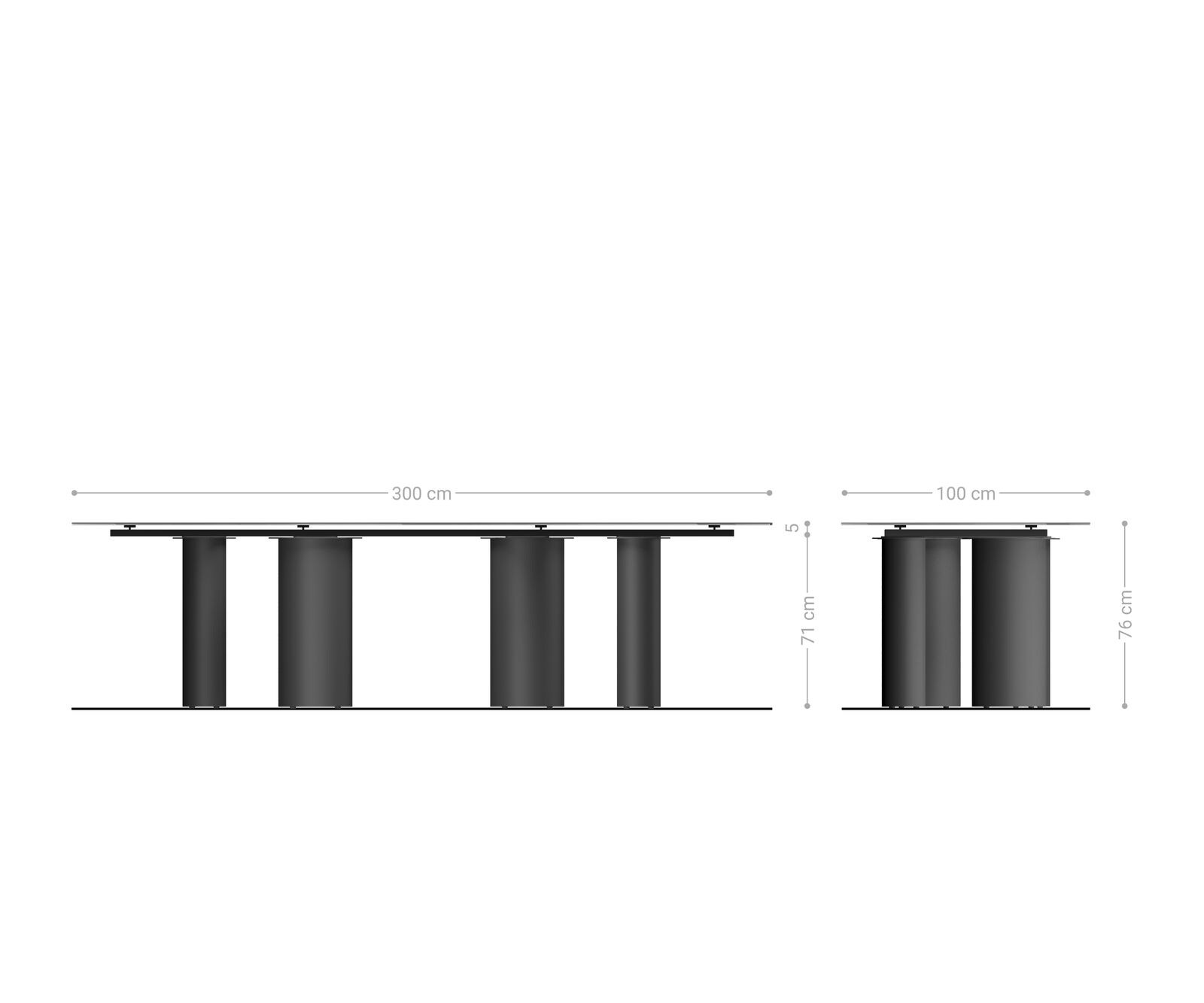 Eetkamertafel Edge 300x100 keramiek Calacatta Luxe wit-Gold-grijs Pilier metaal wit 6 Eetkamertafel Edge 300x100 keramiek Calacatta Luxe wit-Gold-grijs Pilier metaal wit 6