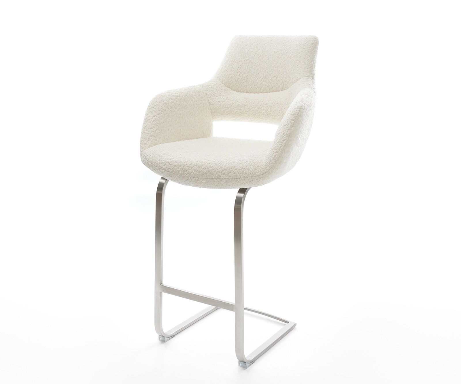 Barstoel Yago-Flex bouclé wit vrijstaand vlak RVS pocketvering 1