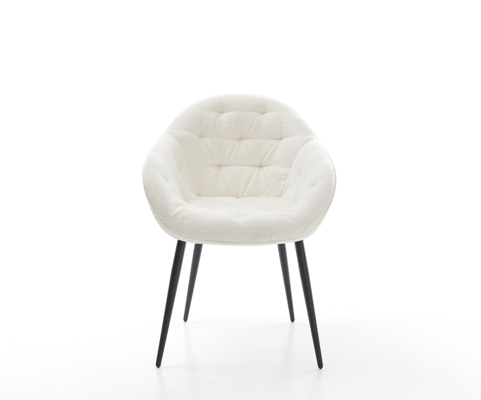 Eetkamerstoel Gaio-Flex bouclé zacht beige 4-poot conisch zwart 1