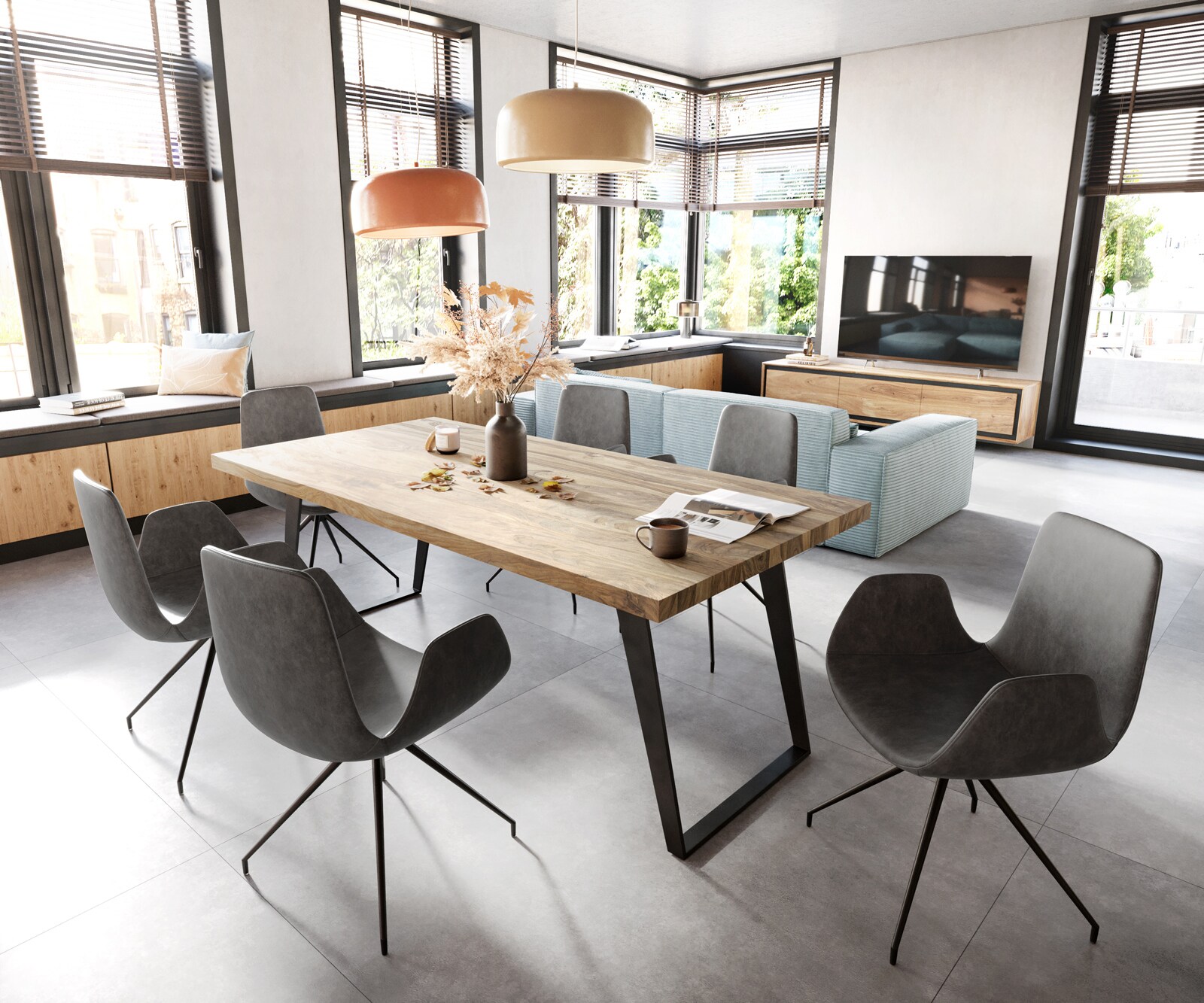 Eetkamerstoel Ilia-Flex met armleuning microvelours antraciet vintage kruisframe conisch zwart 3