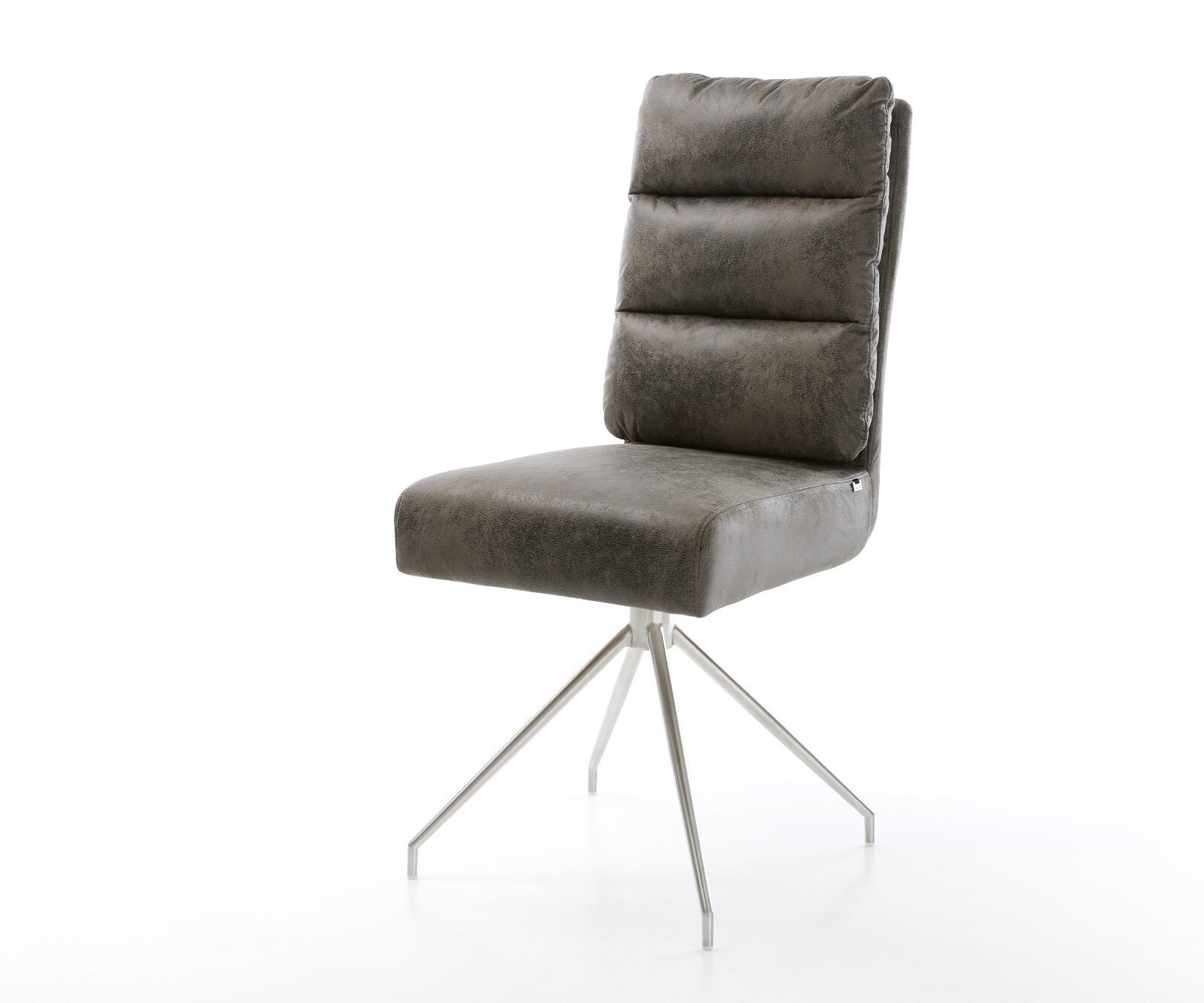 Eetkamerstoel Pela-Flex microvelours grijs antiek kruisframe conisch roestvrij staal pocketveer kern Eetkamerstoel Pela-Flex microvelours grijs antiek kruisframe conisch roestvrij staal pocketveer kern