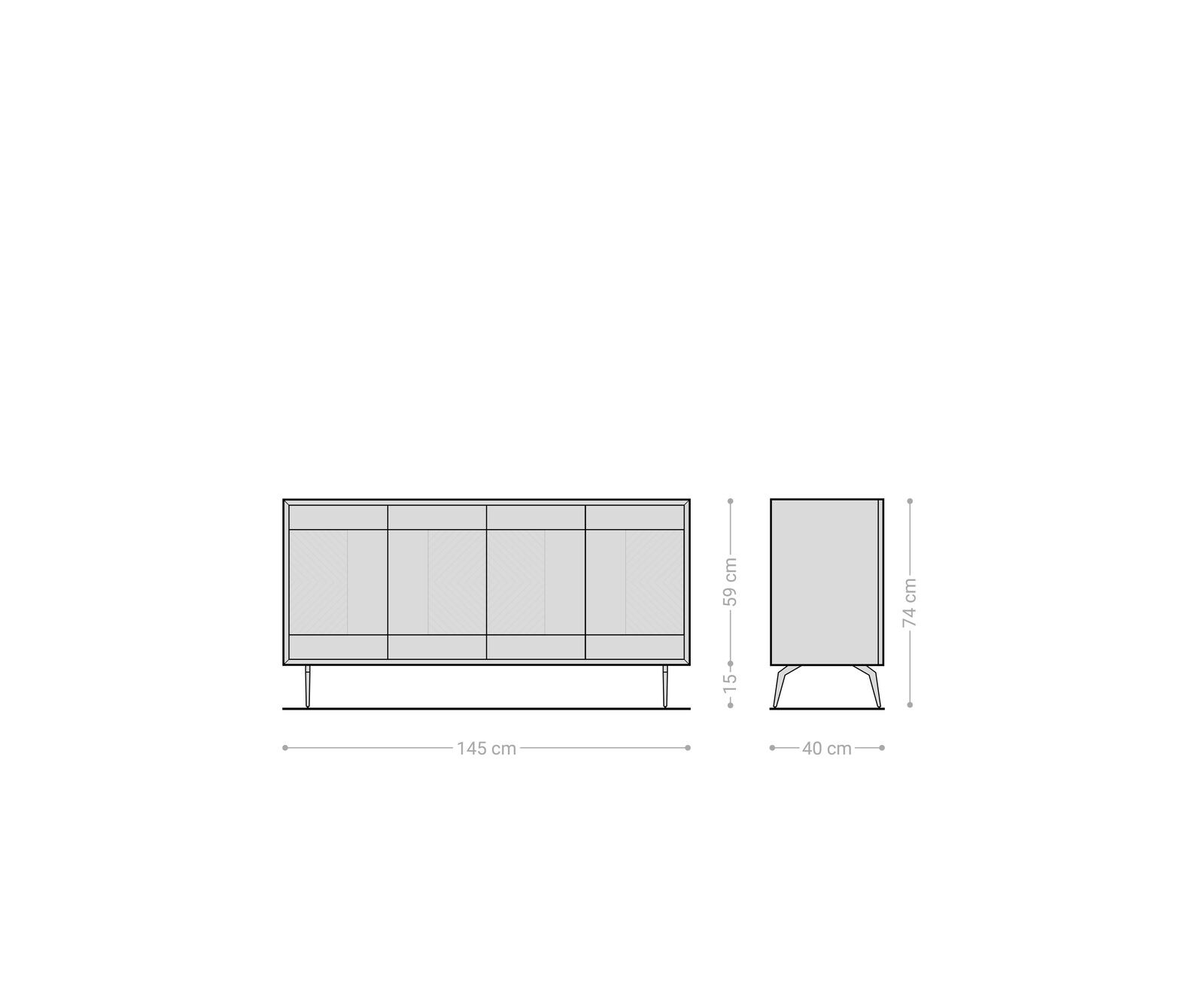 Dressoir Manjula 145 cm mango donkerbruin 4 deuren hoekpoot metaal zwart 5