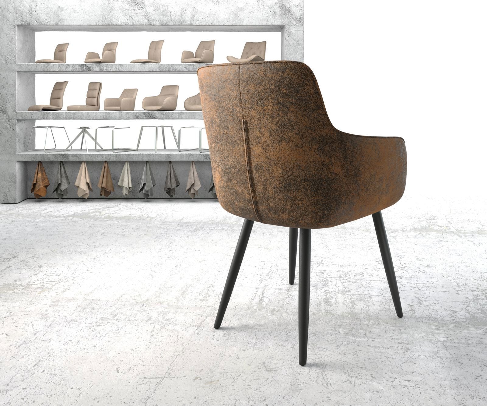 Armleunstoel Pejo-Flex bruin antiek 4-poot conisch zwart 3 Armleunstoel Pejo-Flex bruin antiek 4-poot conisch zwart 3