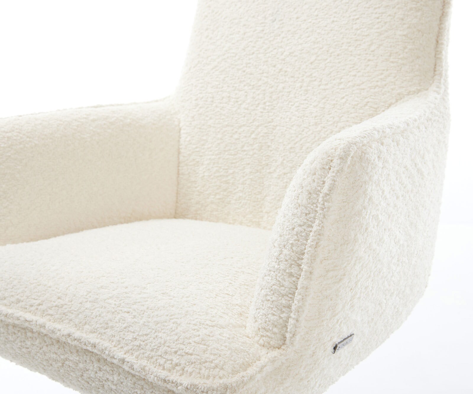 Draaistoel Heira-Flex met armleuning bouclé wit kruisframe breed grafiet 360° draaibaar rocker-functie pocketveer kern 3