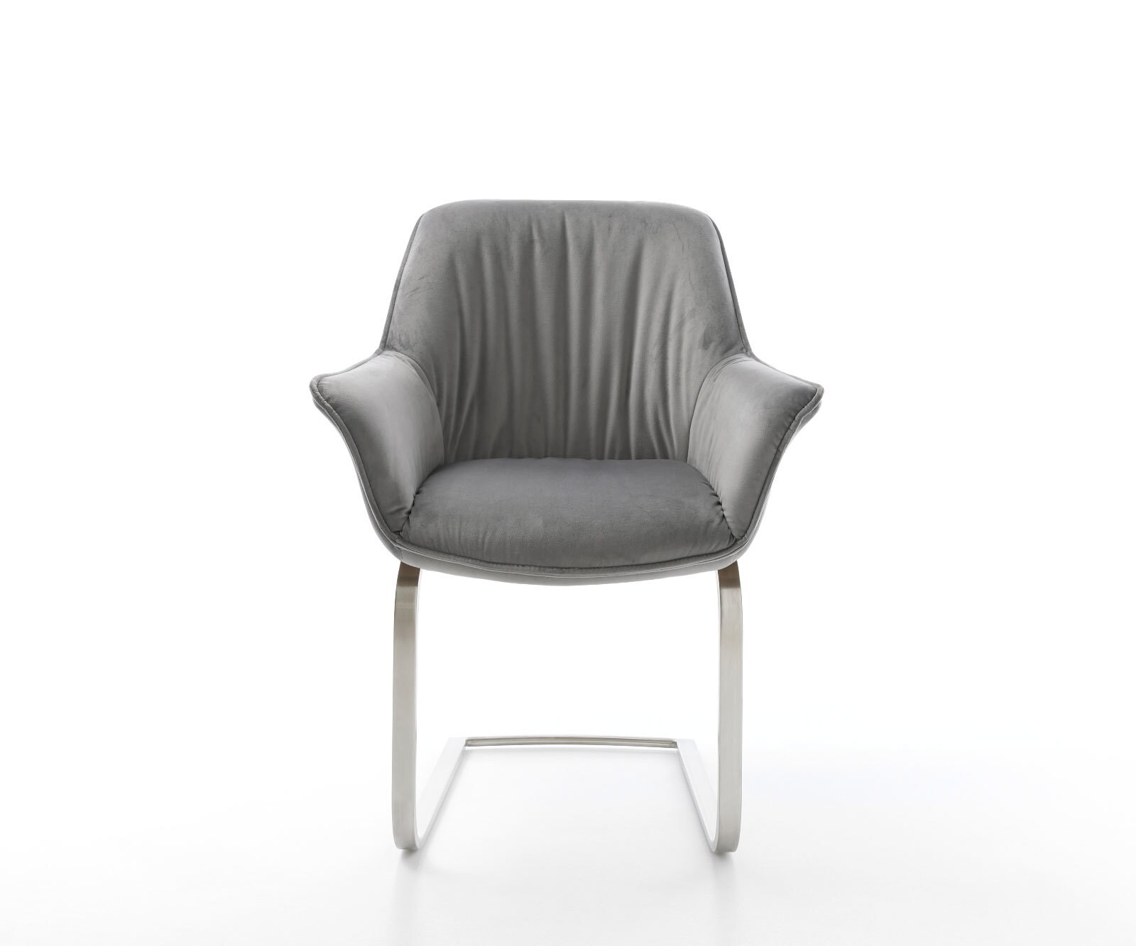 Sledemodel Keila-Flex met armleuning fluweel grijs sledemodel vlak roestvrij staal 2