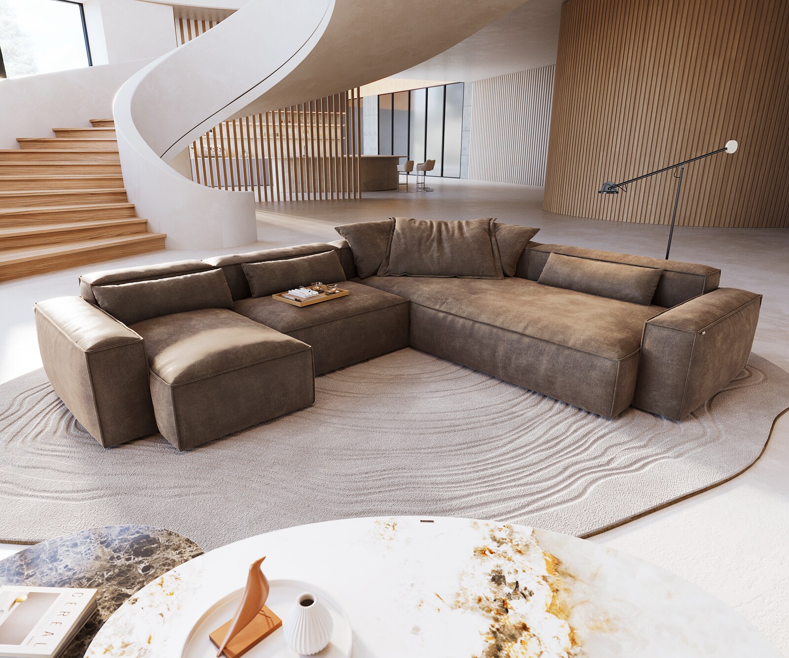 Woonkamer landschap Freestyle 360x290 cm Microvezelmateriaal Taupe Vintage kedernaad