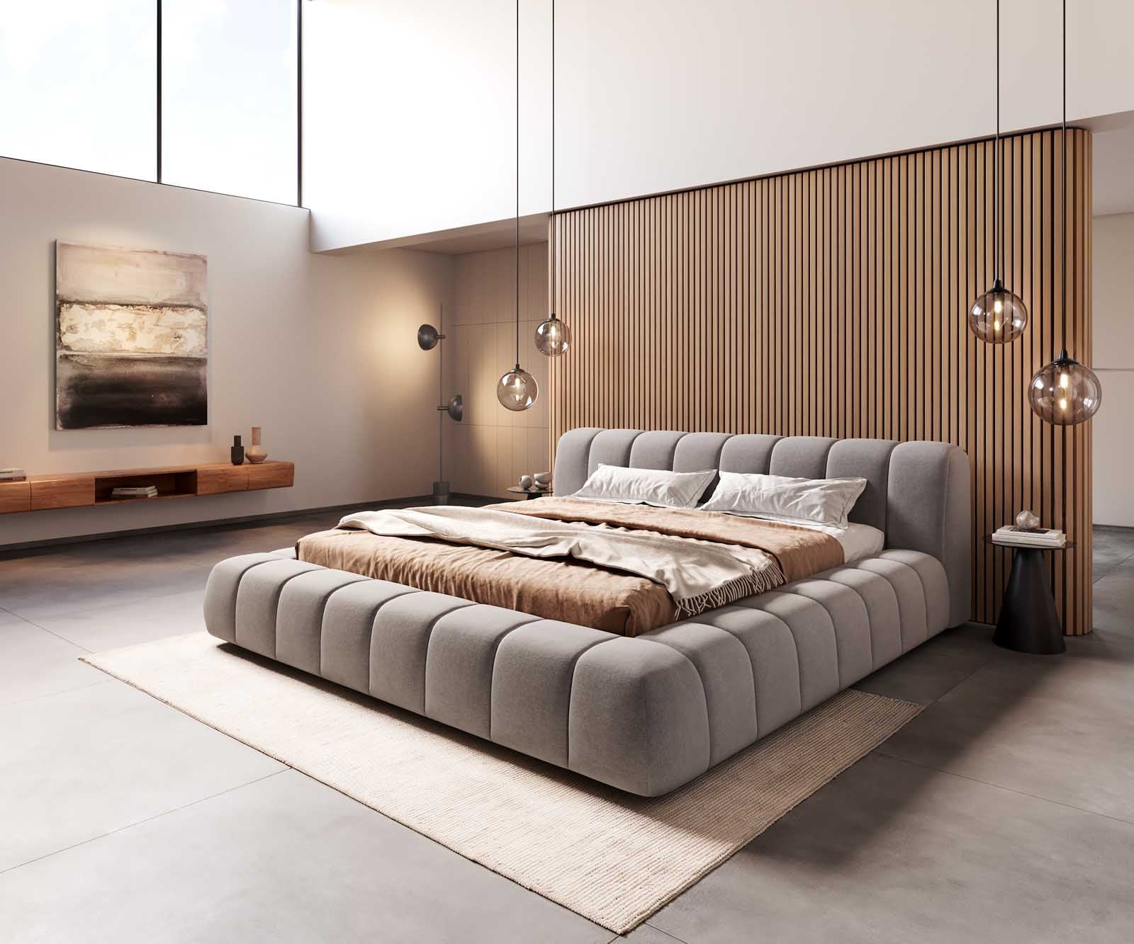 Bedframe Cutio 180x200 cm microvezel grijs Bedframe Cutio 180x200 cm microvezel grijs