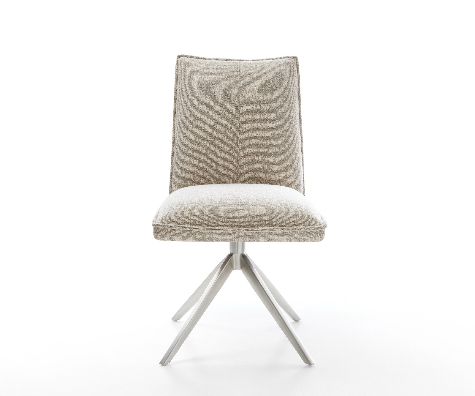 Draaistoel Lelio-Flex geweven stof beige kruisframe breed roestvrij staal 360° draaibaar rocker-functie pocketveer kern 2