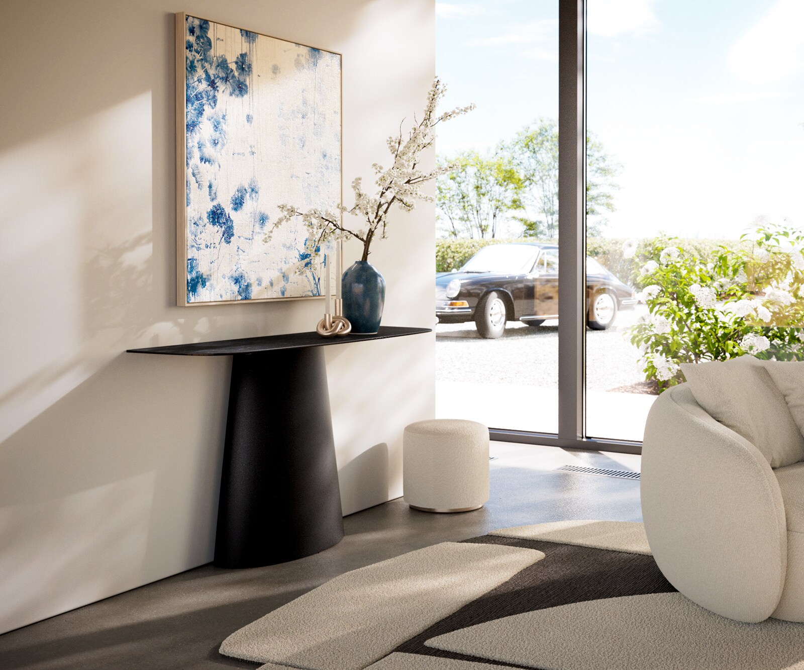 Consoletafel Edge Bootvorm 140x40 cm Keramiek Laminam® Nero Greco Anthrazit Conos Metaal Zwart 7