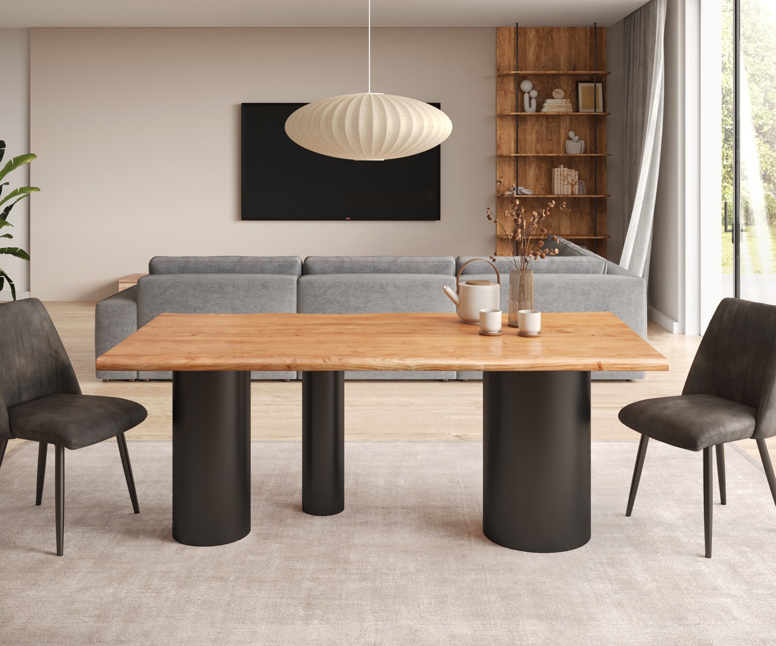 Eettafel Edge 200x100 acacia natuur Troa metaal zwart Live-Edge 1