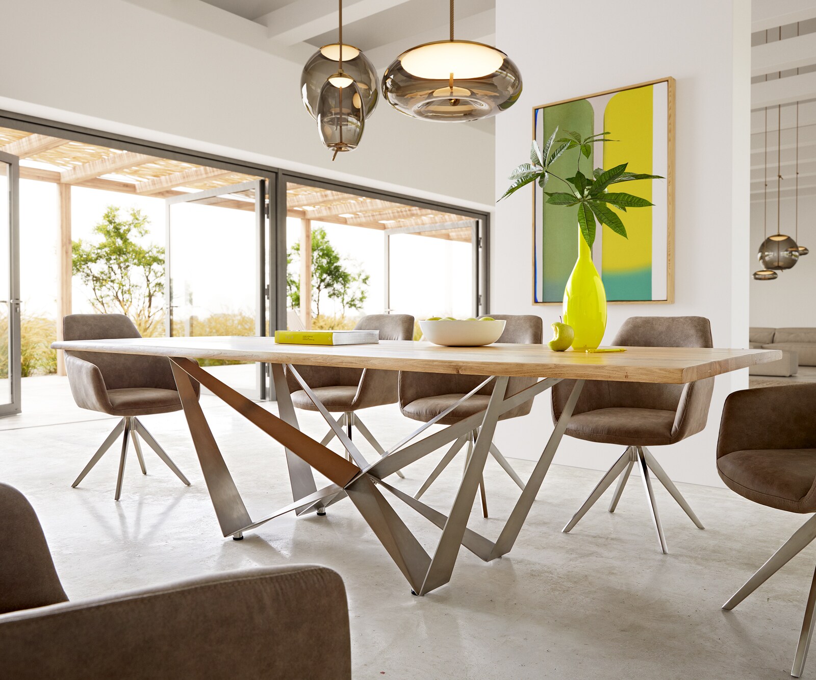 Eettafel Edge 260x100x2,5-3 eiken natuur Spider staal  roestvrij staal  Live-Edge 5
