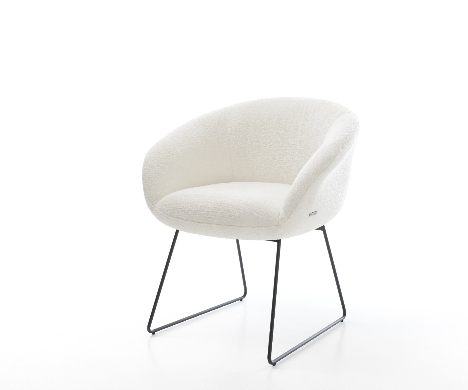 Eetkamerstoel Vinka-Flex met armleuning bouclé zacht beige slipframe zwart pocketveer kern 1