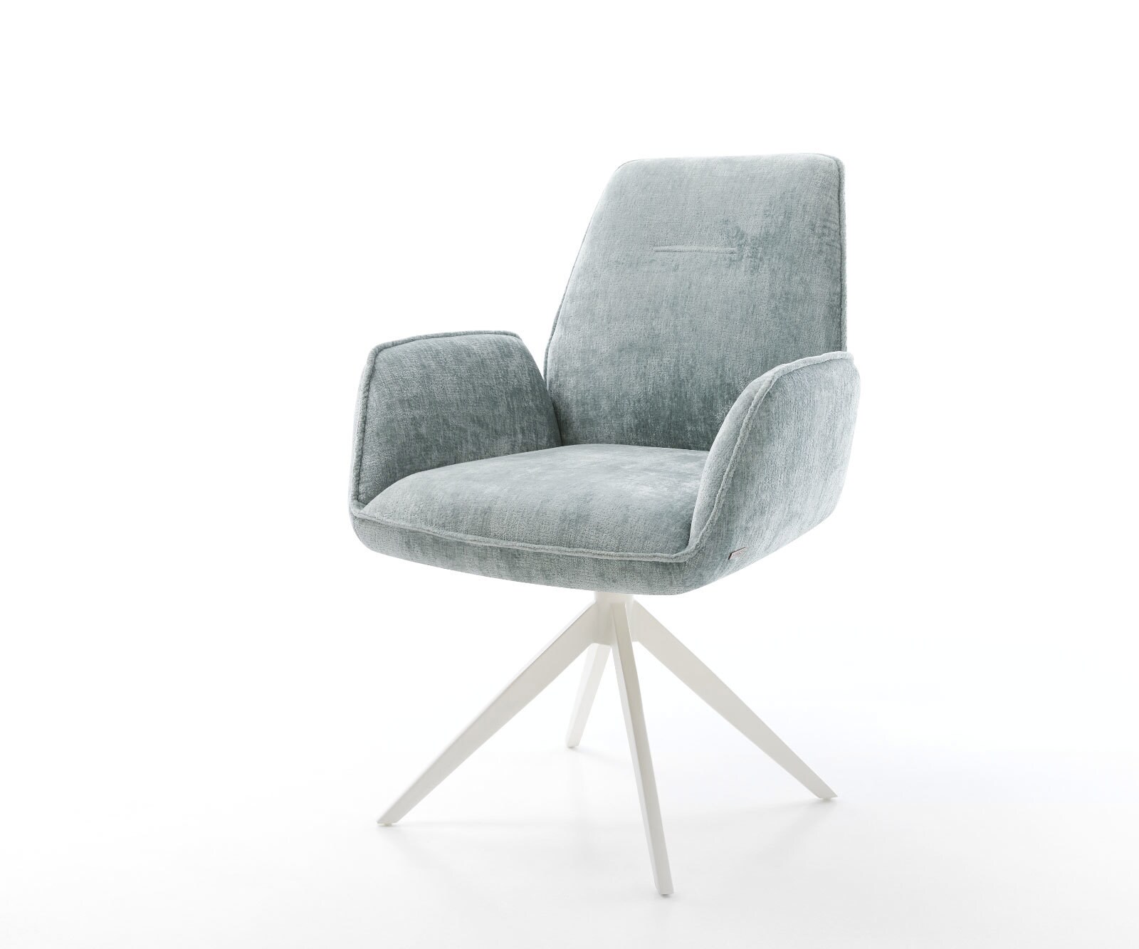 Draaistoel Zoa-Flex chenille pastelblauw kruisframe breed wit 360° draaibaar rocker-functie pocketveer kern